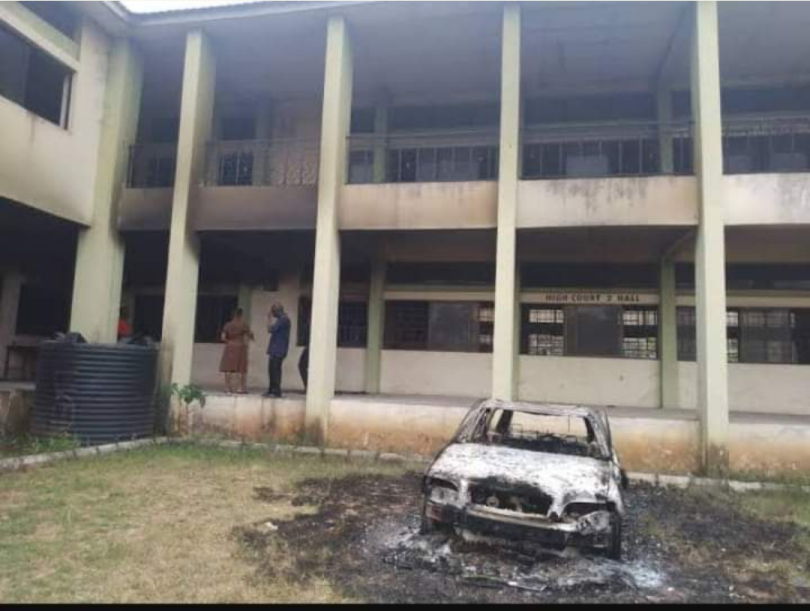 Imo High Court Set Ablaze By Armed Men (Photo)
