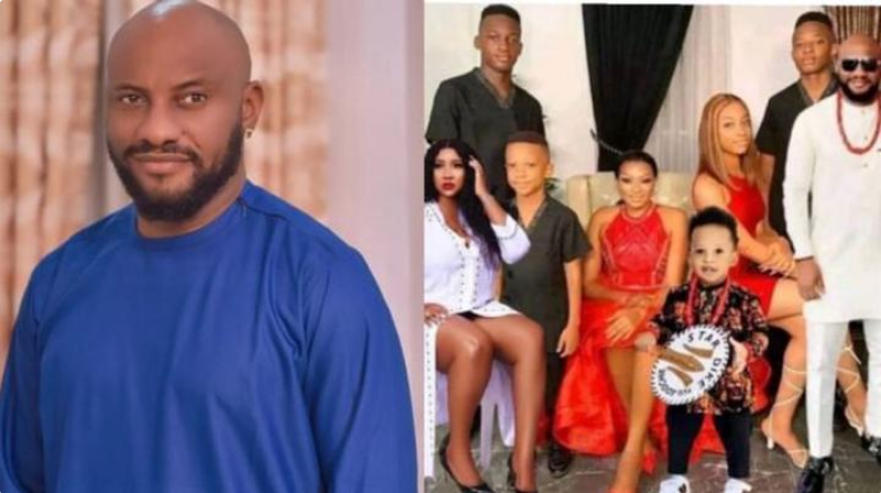 “May Zukwanuike”-Yul Edochie Tells First Wife As He Reacts To A Photoshopped Family Photo