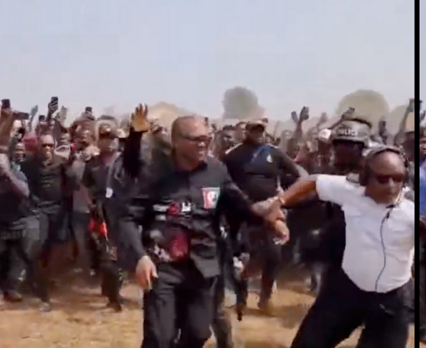 Peter Obi Thrown into Helicopter Due to Crowd at Nsukka (VIDEO)