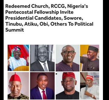 RCCG Invite Obi, Tinubu, Atiku, Others To Political Youth Summit