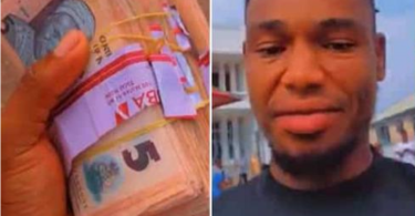 Man cries out after receiving 8 bundles of N5 notes from Nigerian bank