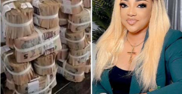 Actress Sotayo Gaga vows as she shows off bundles of 5 Naira notes