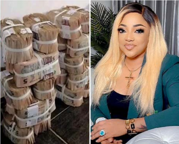 Actress Sotayo Gaga vows as she shows off bundles of 5 Naira notes