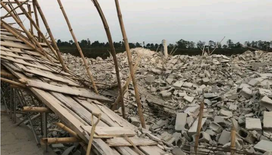 JUST IN: Two-storey building collapses in Rivers