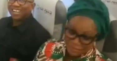 Peter Obi praised as he flies economy with his wife and campaign team (Video)