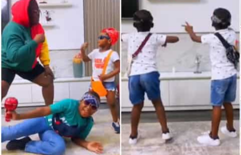 Funke Akindele’s Twins Dance As they Join Spyro's 'Who's Your Guy' Challenge