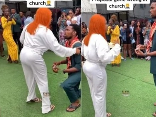 Lady Turns Down Lover’s Surprise Marriage Proposal In Church(video)