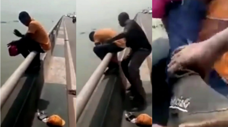 Suicidal man stopped from jumping off Third Mainland Bridge (video)