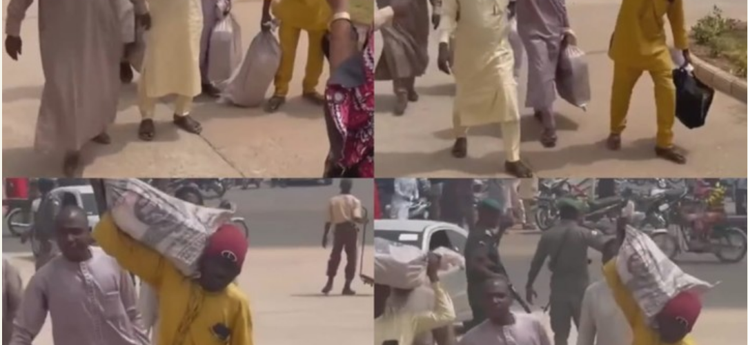 Video Of Nigerians Arriving CBN Office With Sacks Of Old ₦‎500 And ₦‎1,000 Notes