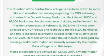 We Did Not Authorise Commercial Banks To Collect Old ₦500, ₦1000 Notes - CBN