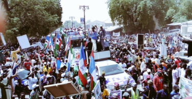 Crowd Escorts Bola Tinubu To Venue Of Borno Rally (Video, Pictures)