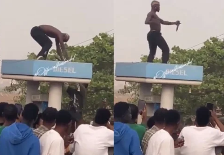Portable thrills his fans from the top of a Petrol station (VIDEO)