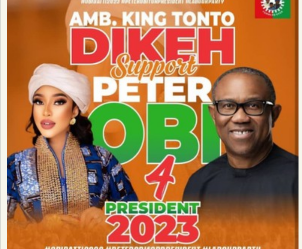 Tonto Dikeh Endorses Peter Obi For President (Photo)