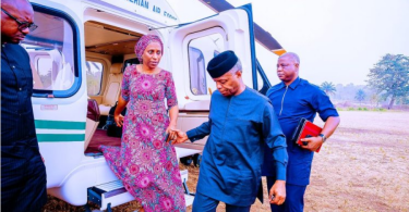 Vice President, Yemi Osinbajo And His Wife, Dolapo Arrive Ogun State Ahead Of Presidential Election