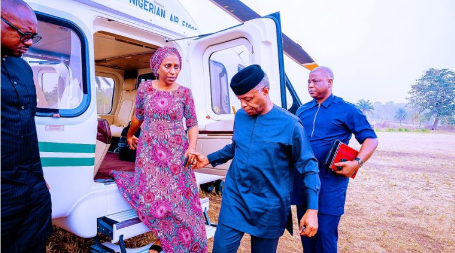 Vice President, Yemi Osinbajo And His Wife, Dolapo Arrive Ogun State Ahead Of Presidential Election